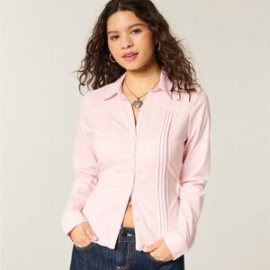 Hollister Light Pink Pintuck Button-Down Shirt